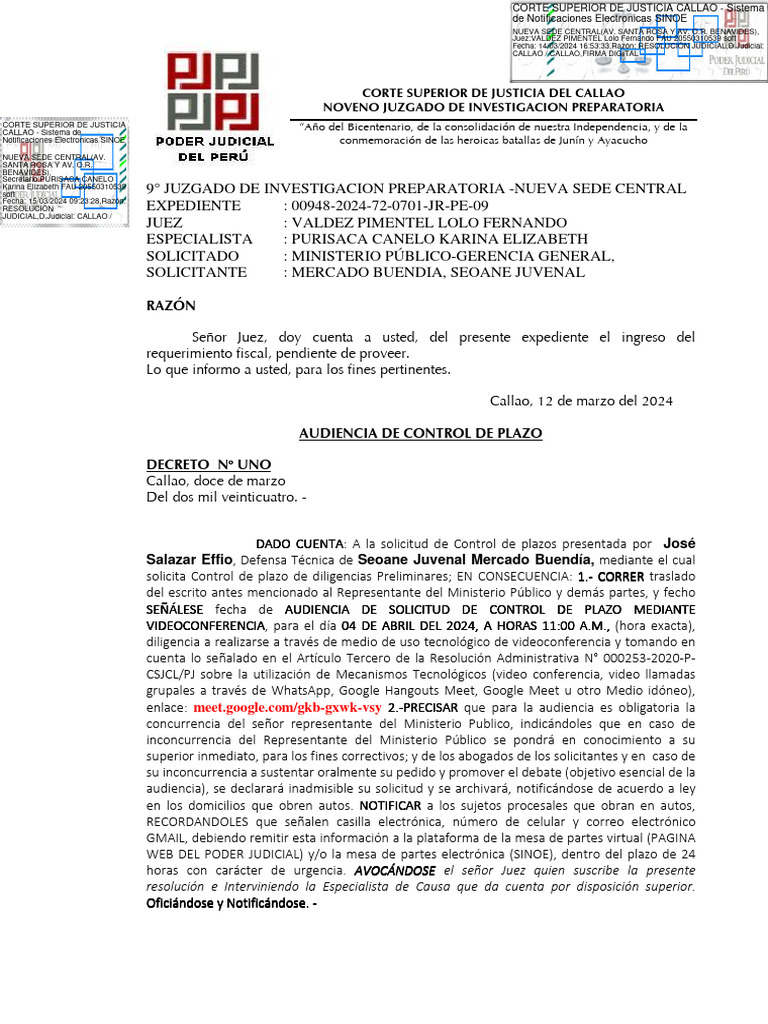 Exp. 00948-2024-72-0701-JR-PE-09 - Resolución - 37548-2024 | PDF | Ley
