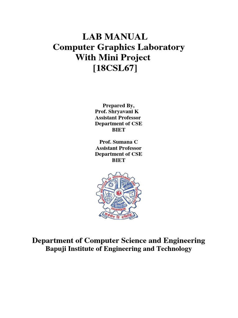 Lab Manual Computer Graphics Laboratory With Mini Project (18CSL67 ...