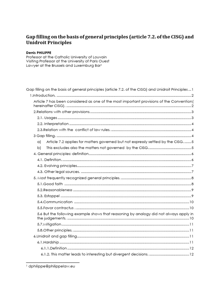 Gap Filling in CISG and Unidroit Principles | PDF | Uniform Commercial ...
