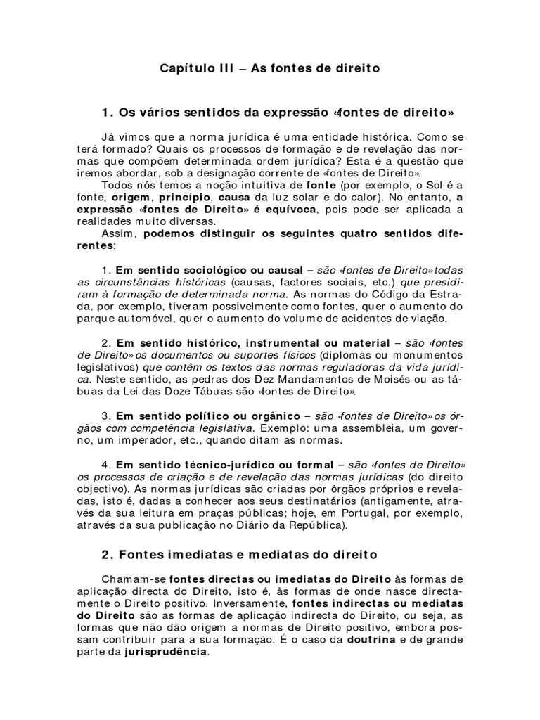 Fontes Imediatas e Mediatas do Direito | PDF | Constituição | Crime e ...