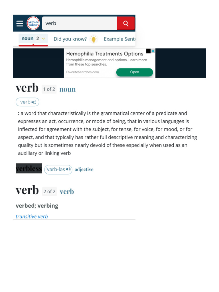 Verb Definition & Meaning Merriamster PDF Verb Word