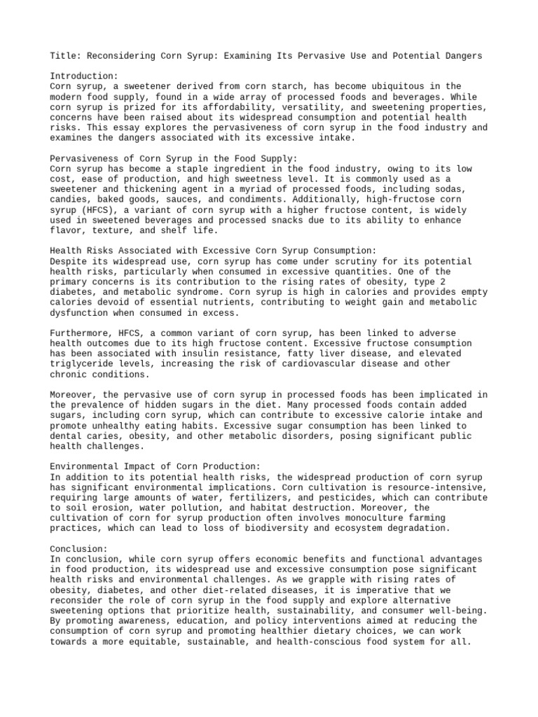 Corn The Syruping | PDF | Fructose | Obesity
