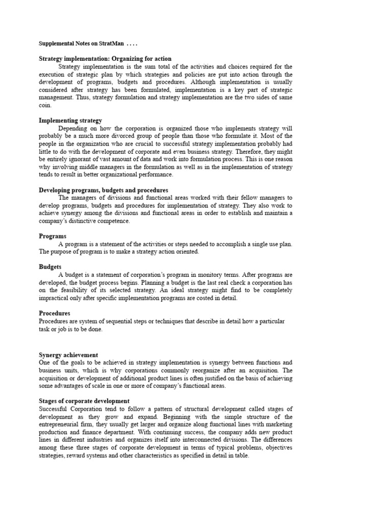 Strategy Implementation and Evaluation Guide | PDF | Strategic ...