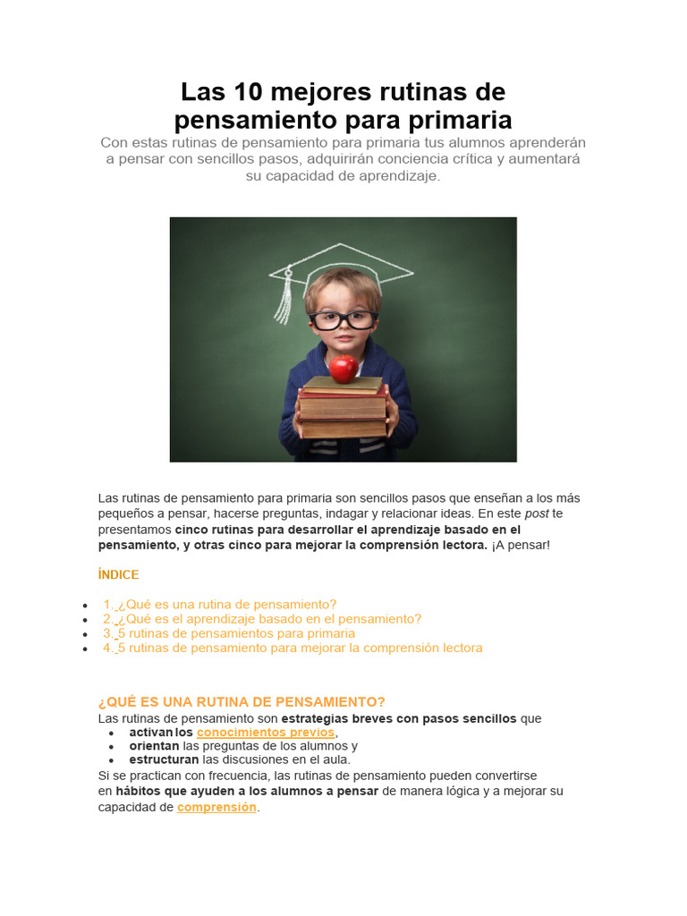 Rutinas de Pensamiento para Primaria | PDF | Pensamiento | Aprendizaje