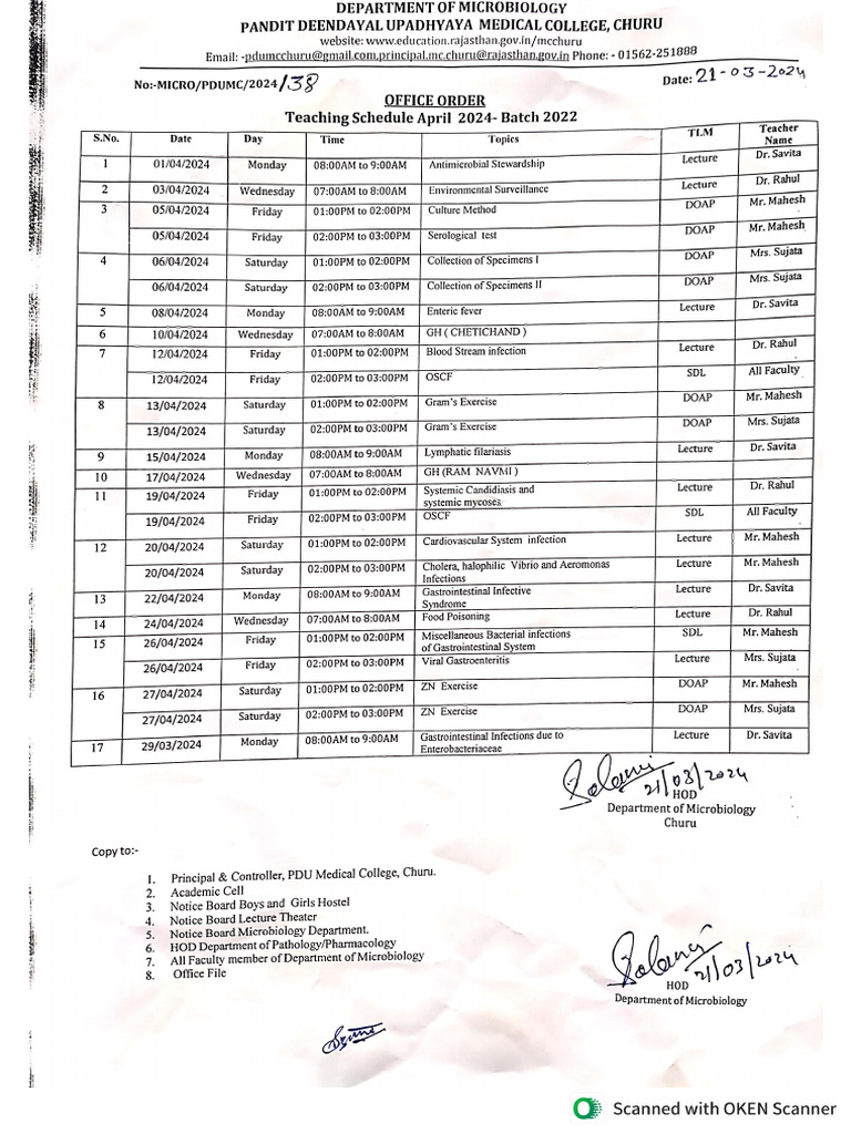 Teaching Schedule April 2024 PDF
