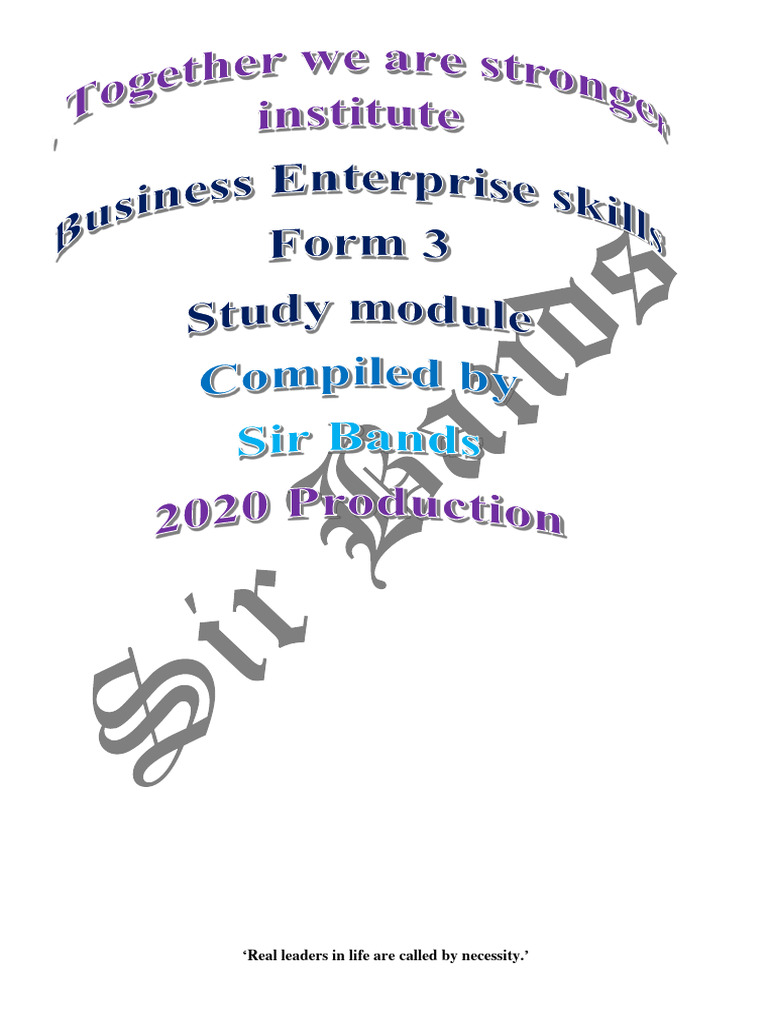Business enterprise skills form 3 study module pdf partnership