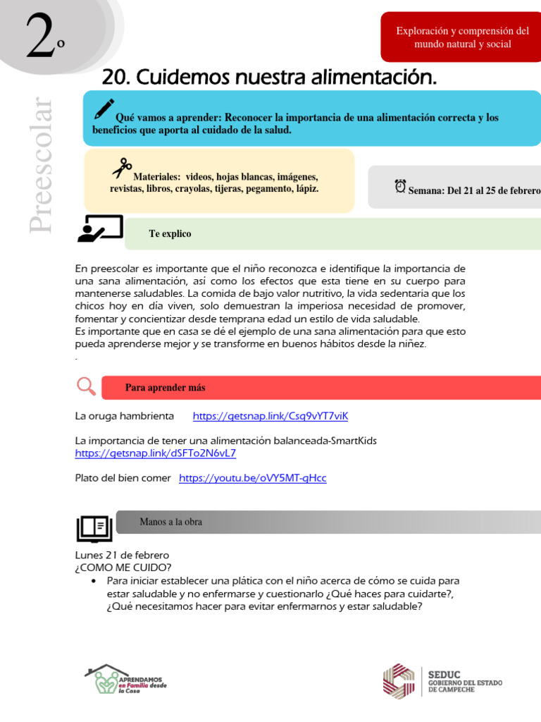FICHA DE ACTIVIDADES SEMANA 20 Del 21 Al 25 de Febrero 2022 2 ...