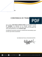 Constancia de Trabajo - José Miguel Morales Perez