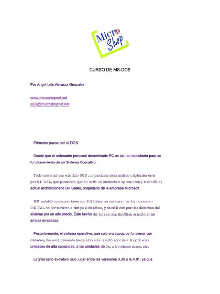 Introducción a MS-DOS y su Uso | PDF | Archivo de computadora ...