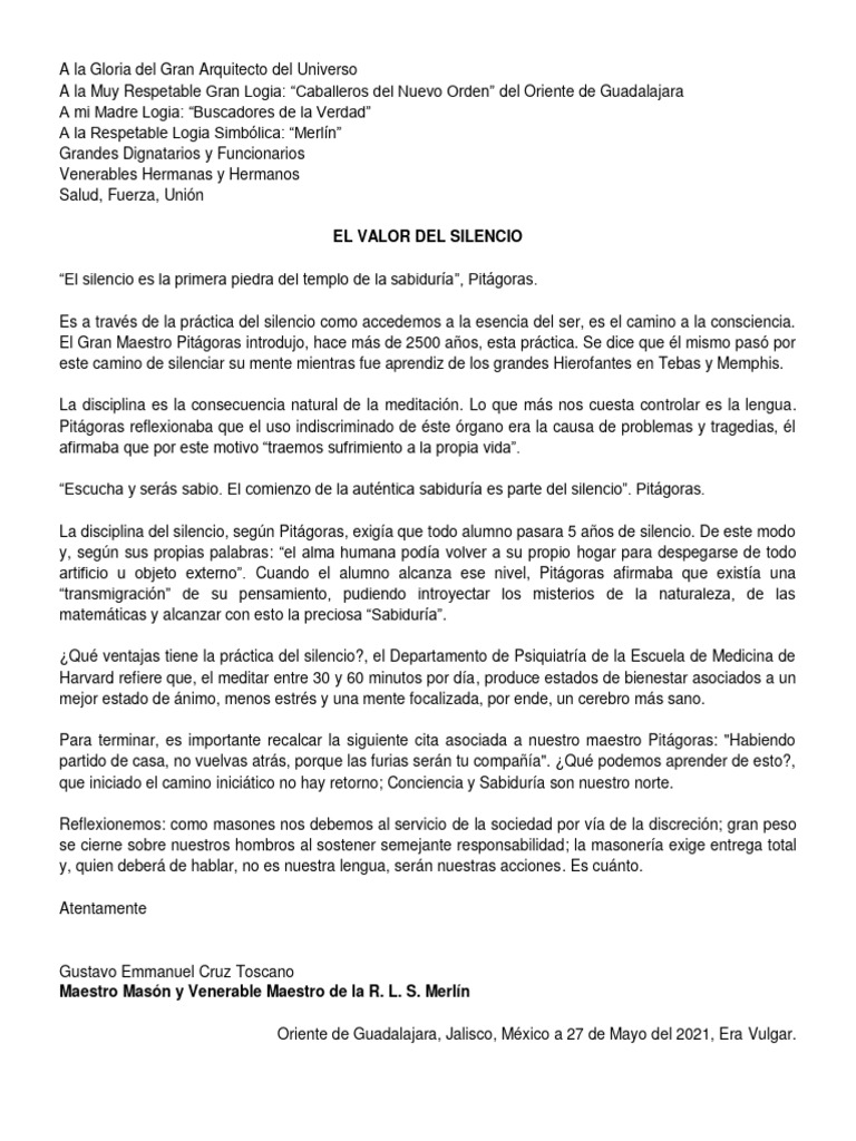 El Silencio como Camino a la Sabiduría | PDF | Pitágoras | Masonería