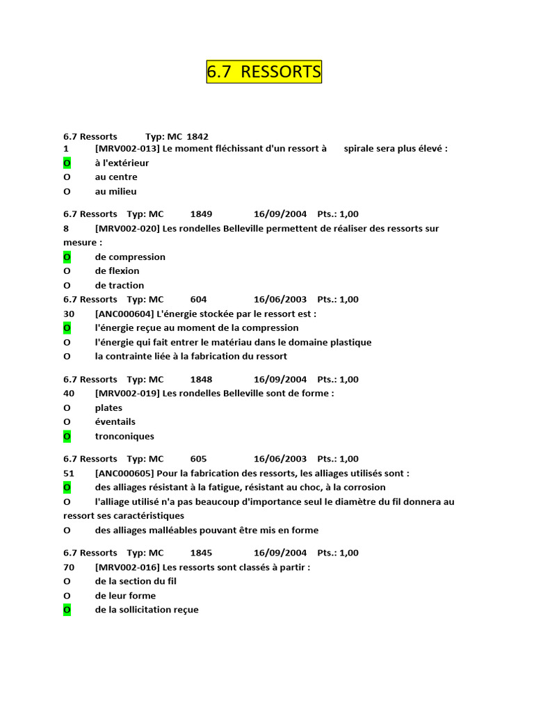 Calcul des ressorts à spirale et Belleville PDF Flexion (matériau — free download