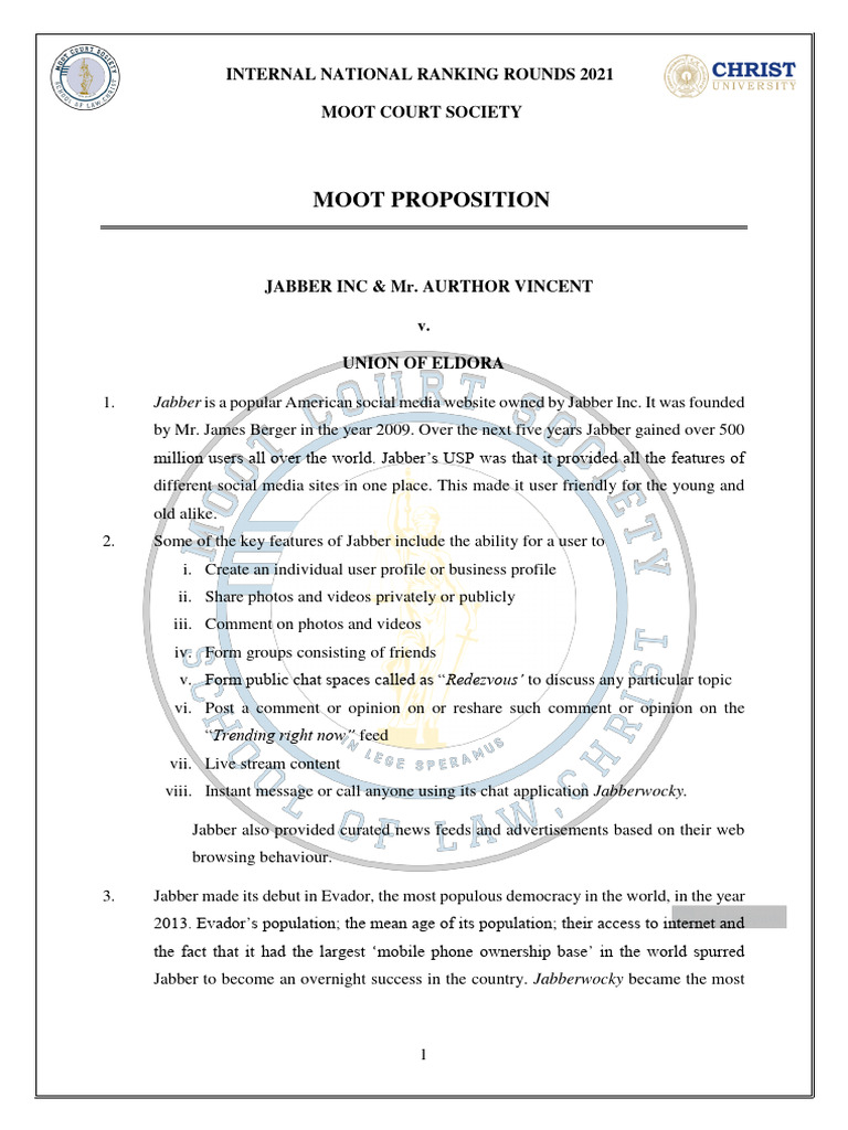 Inrr Moot Proposition 2021 | PDF | Social Media | Popular Culture ...