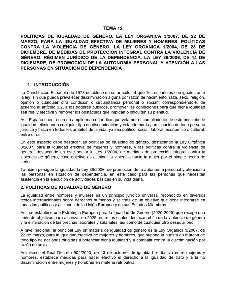 Tema 12 Modificar | PDF | La violencia contra las mujeres | Igualdad de ...