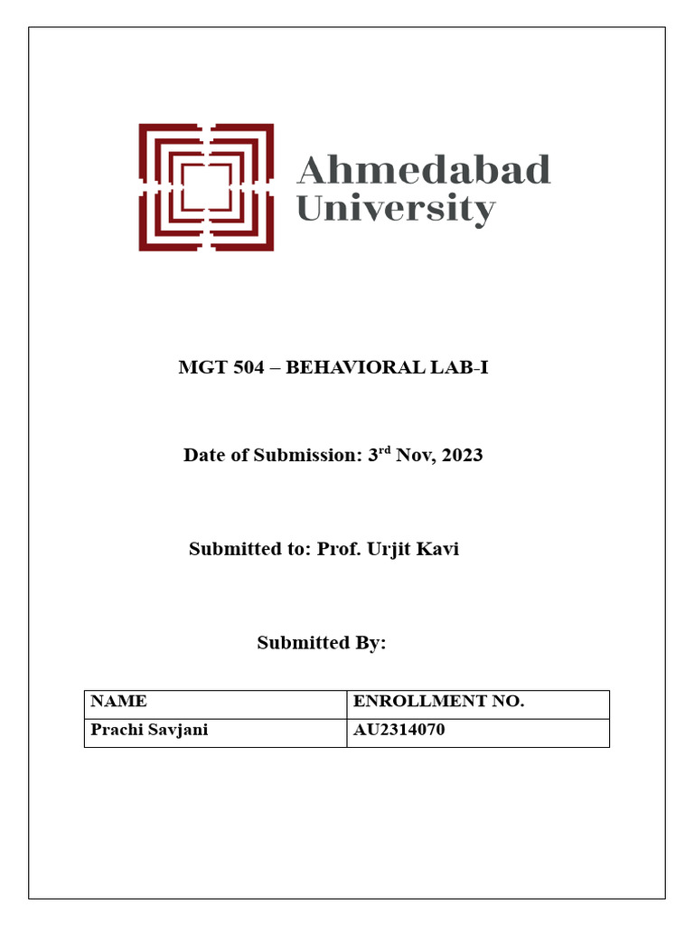 MGT 504 - Assignment - Au2314070 | PDF | Leadership | Innovation