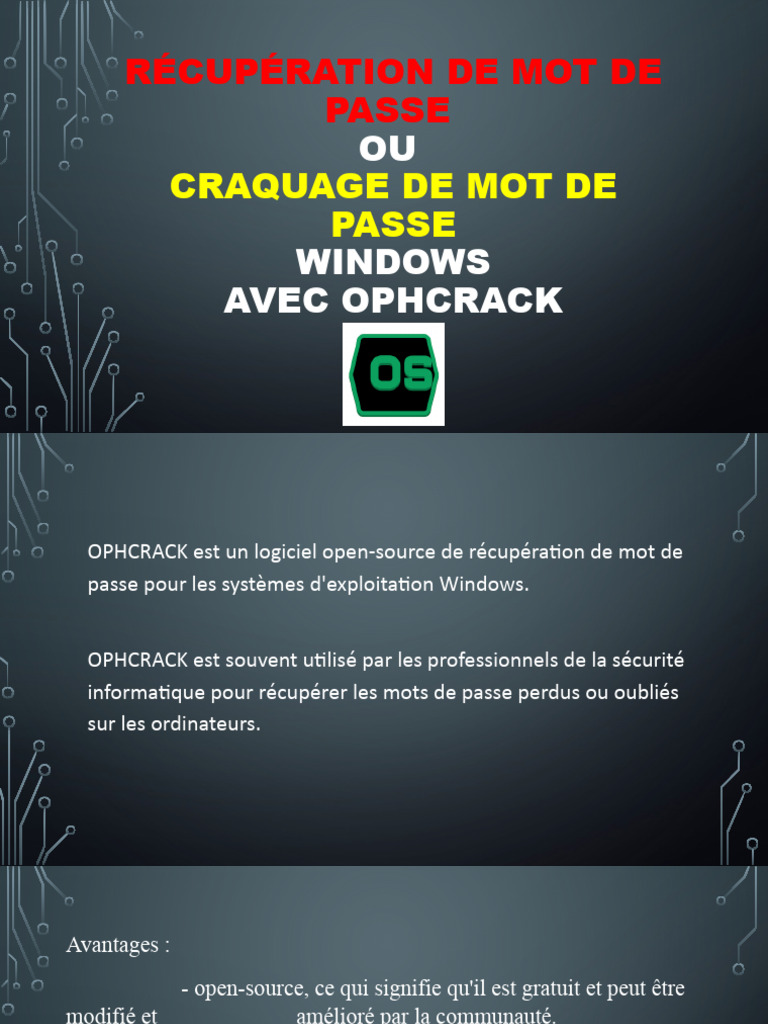 Récupération de mot de passe avec Ophcrack | PDF
