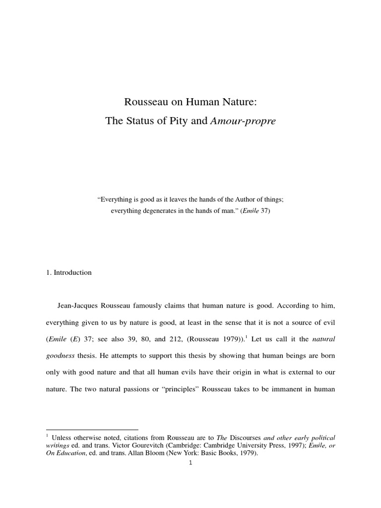 Rousseau's Views on Human Nature | PDF | Emile, Or On Education | Jean ...