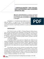 Monteiro, M. G. - A "Verticalização" Das Coligações Partidárias Nas Eleições Gerais de 2002