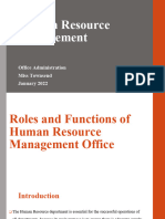 Roles and Function of The HR Office