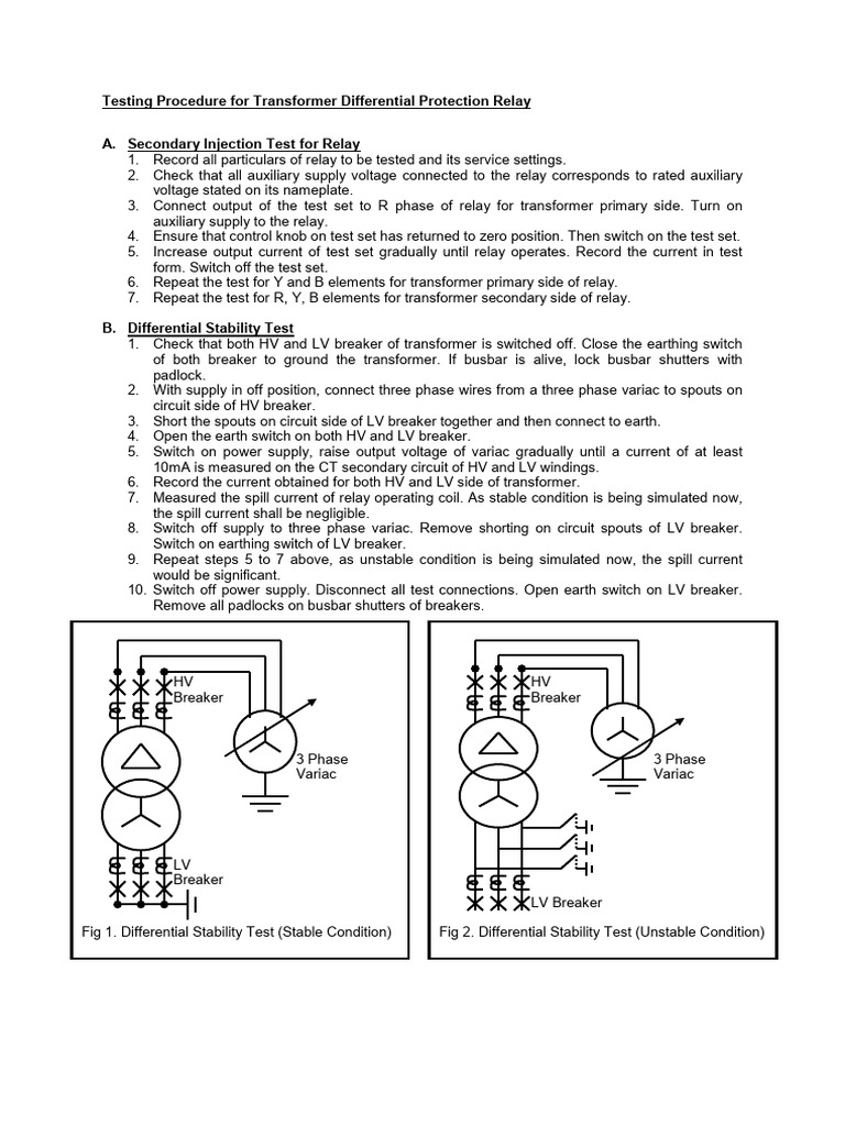 Transformer Relay Testing Procedures | PDF | Transformer | Relay