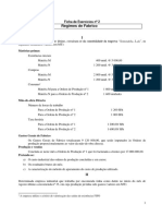 Ficha de Exercícios II - Regimes de Fabrico