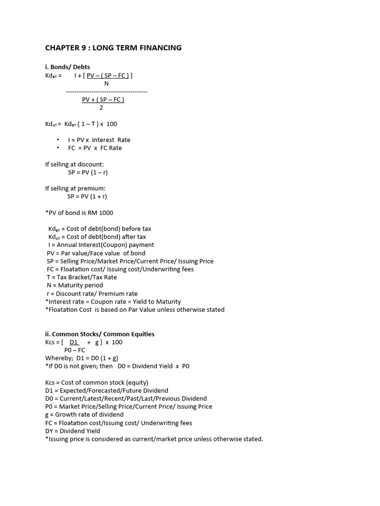 Chapter 9 - Formula | PDF