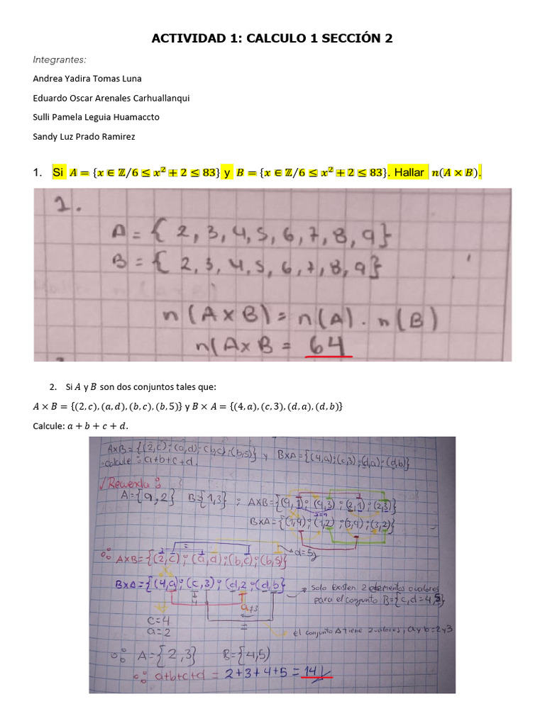 Practica n1 Calculo I Secc 2 | PDF