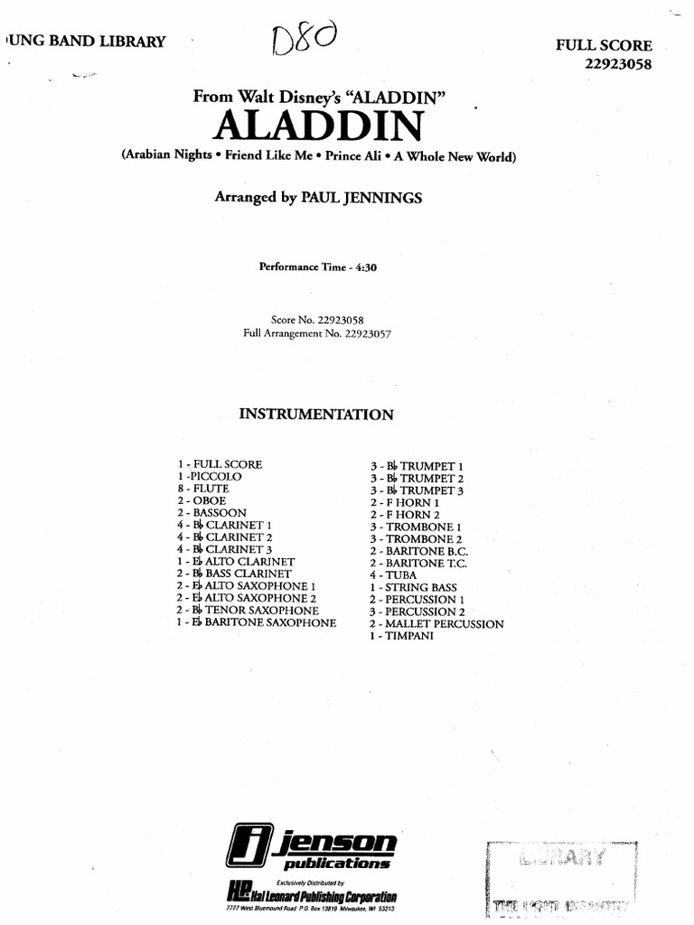 Aladdin Score | PDF