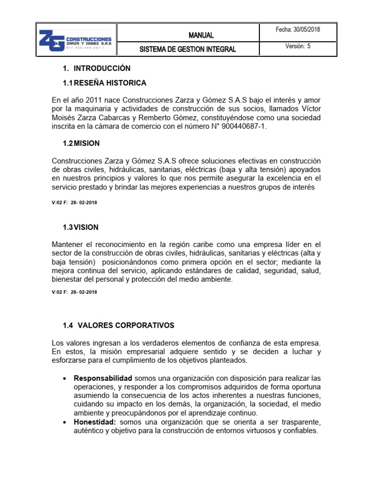 Manual Del Sgi 2018 Pdf Calidad Comercial Business