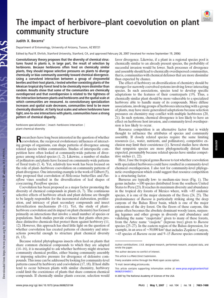 Becerra 2007 The Impact of Herbivore Plant Coevolution On Plant ...