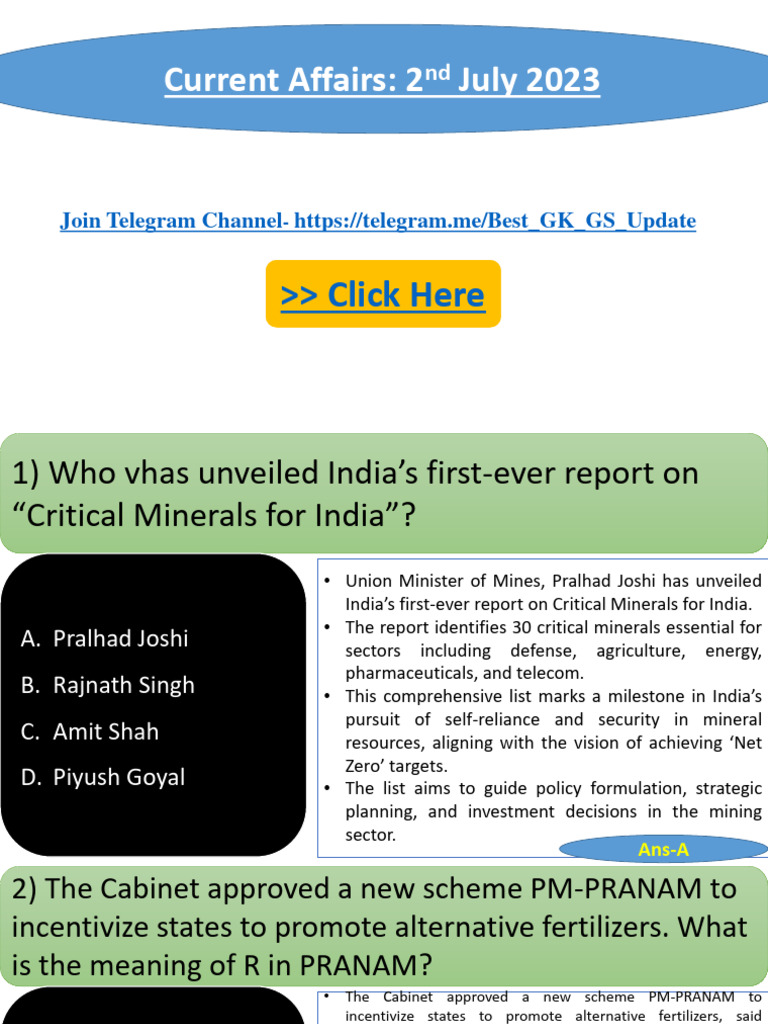 2nd July Current Affairs 2023 | PDF