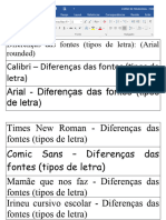 Diferencas das fontes - WORD