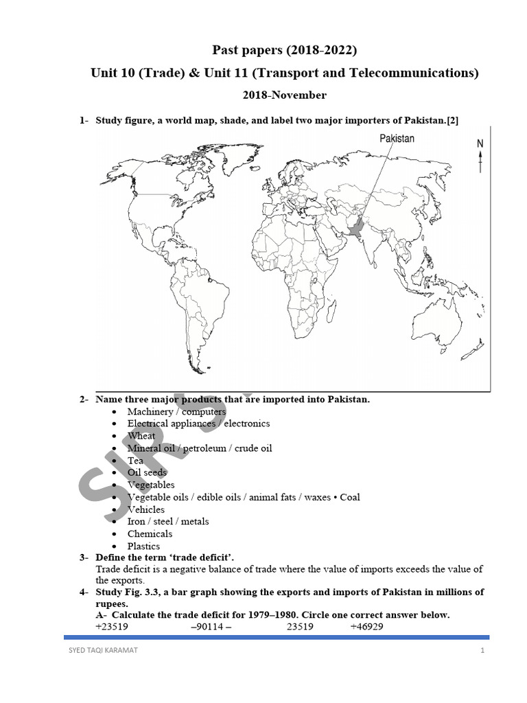 Past Papers Unit 10 and 11 (2018-2022) | PDF | Exports | Pakistan