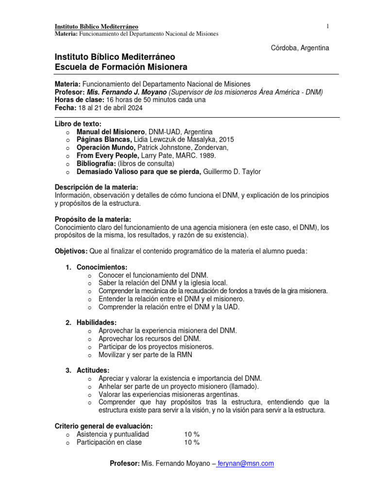 Función Del DNM - Plan de Curso (IBM) 2024 | PDF