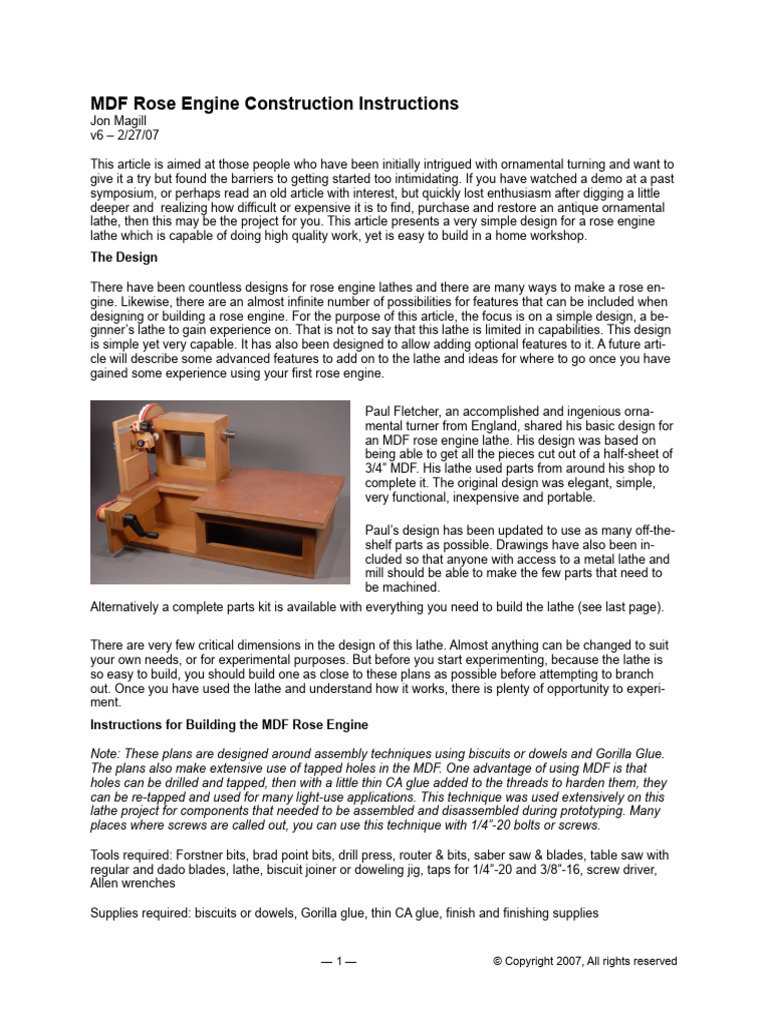Rose Engine-MDF | PDF | Screw | Belt (Mechanical)
