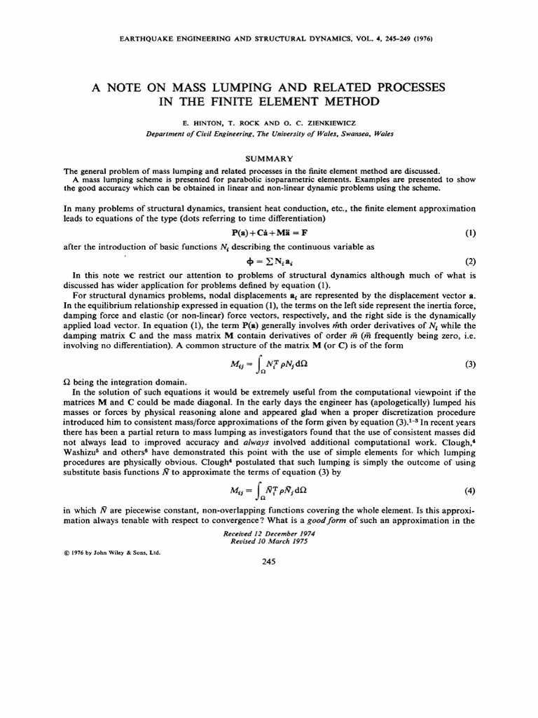 Mass Lumping in Finite Element Method | PDF | Finite Element Method ...