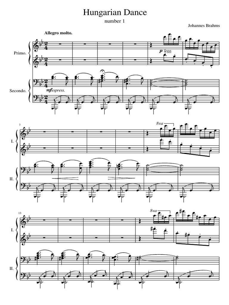 Brahms Hungarian Dance Piano Hands Pdf Musical Compositions