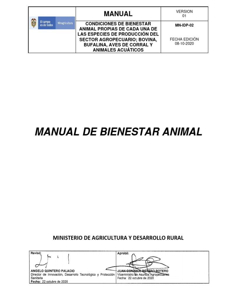 Manual de Bienestar Animal SENASA | PDF | Vacas | Bienestar de los animales