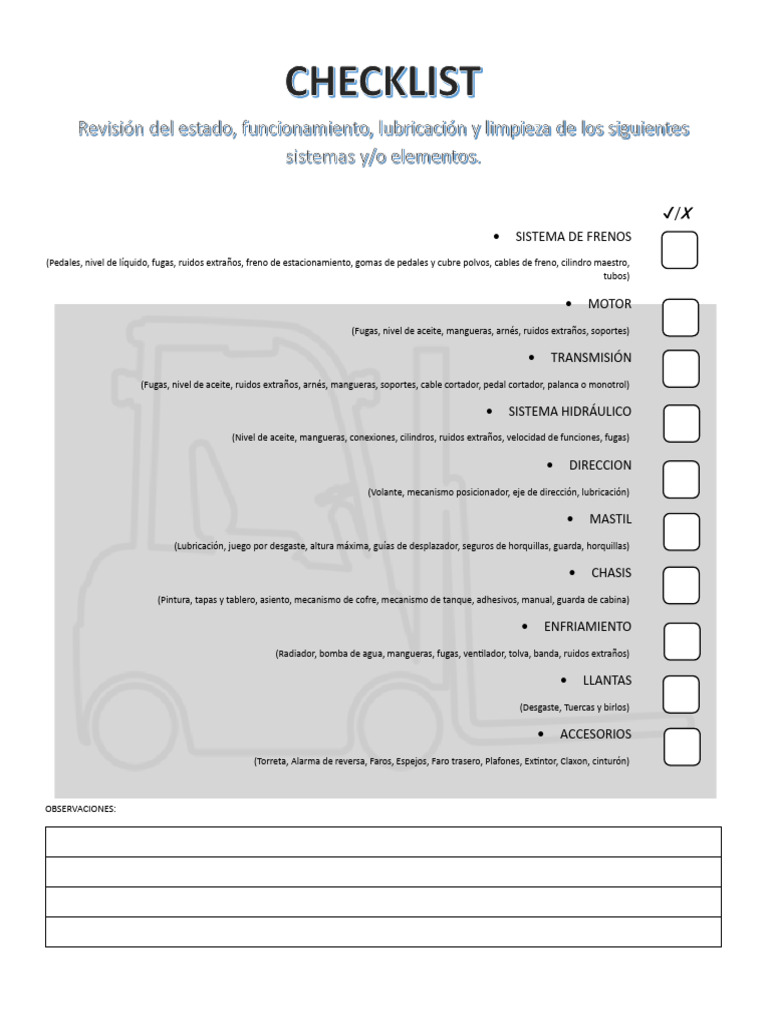 Checklist | Descargar gratis PDF | Fabricantes de automóviles | Coche