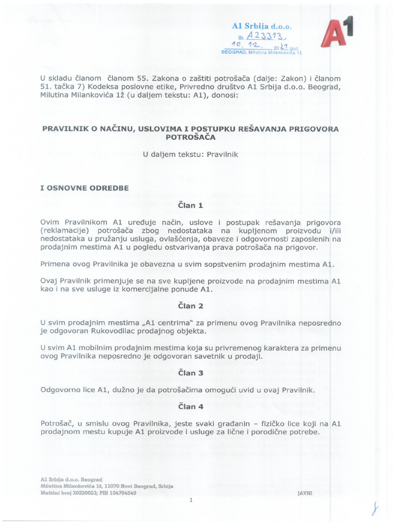 Pravilnik Potrosaci | PDF