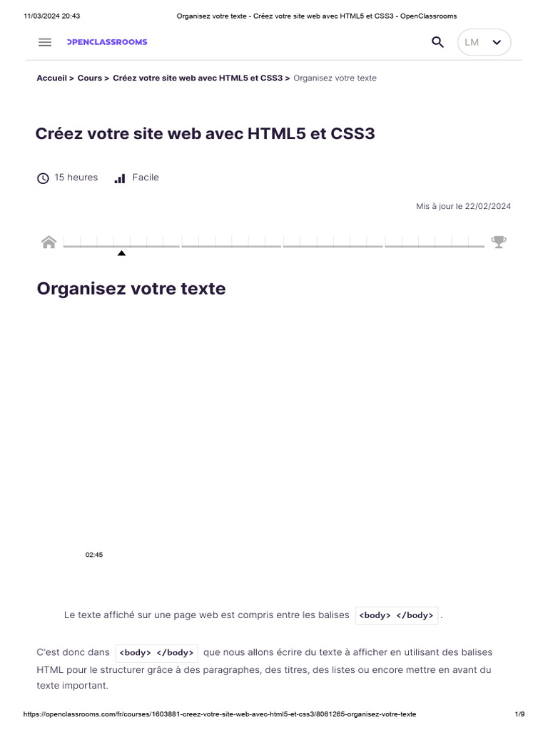 Structurez Texte HTML avec Balises | PDF | Html | HTML5