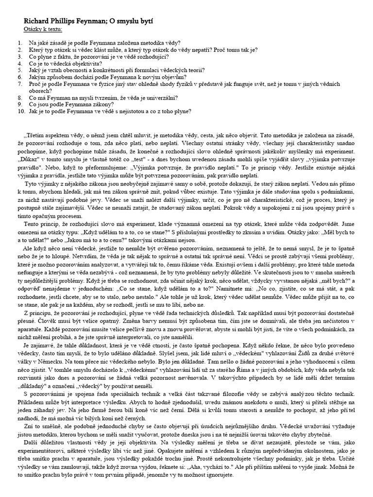 Feynman - O Smyslu Bytí | PDF