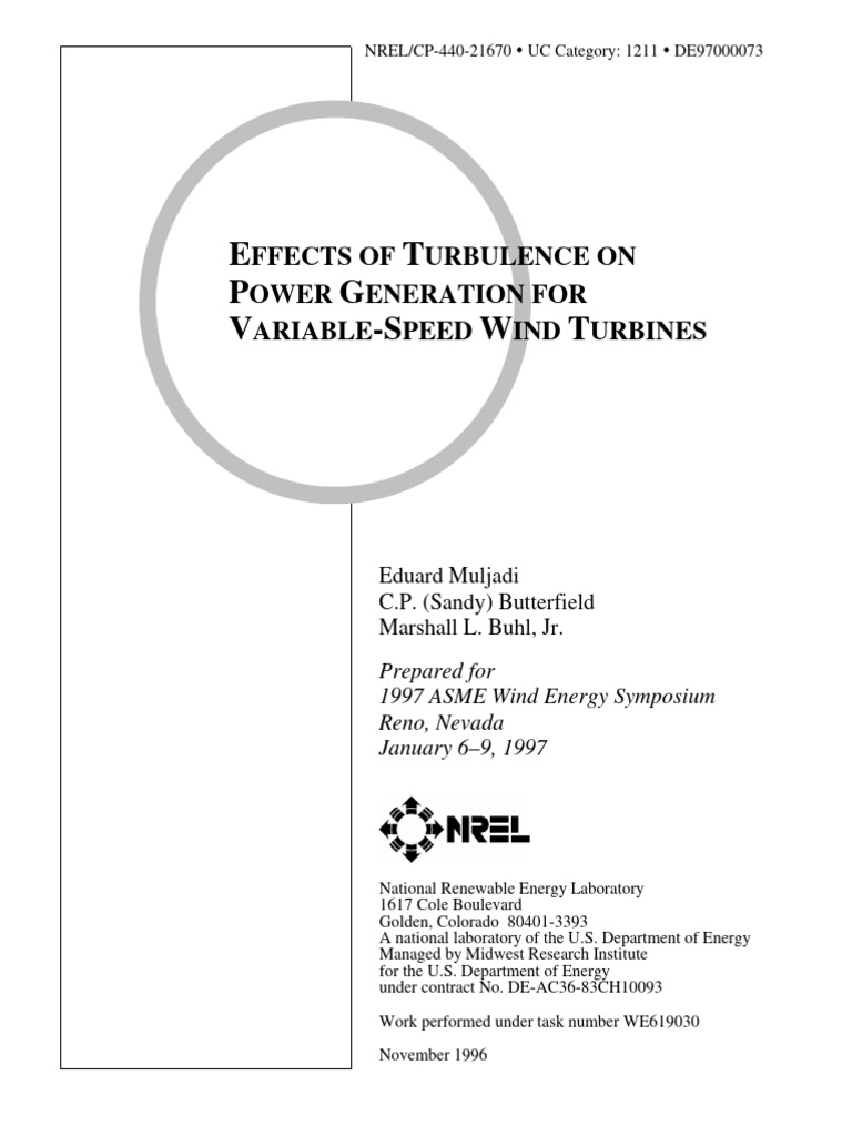 Effects of Turbulence On Power Generation For Vari | PDF | Turbine ...