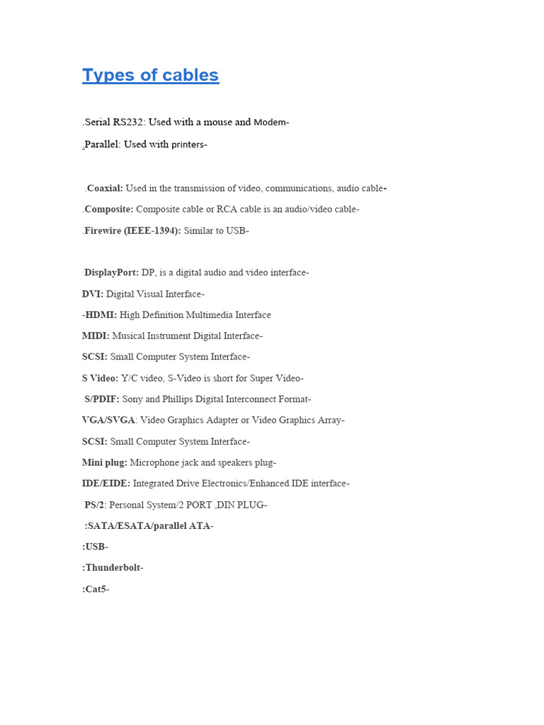 Types of cables | PDF