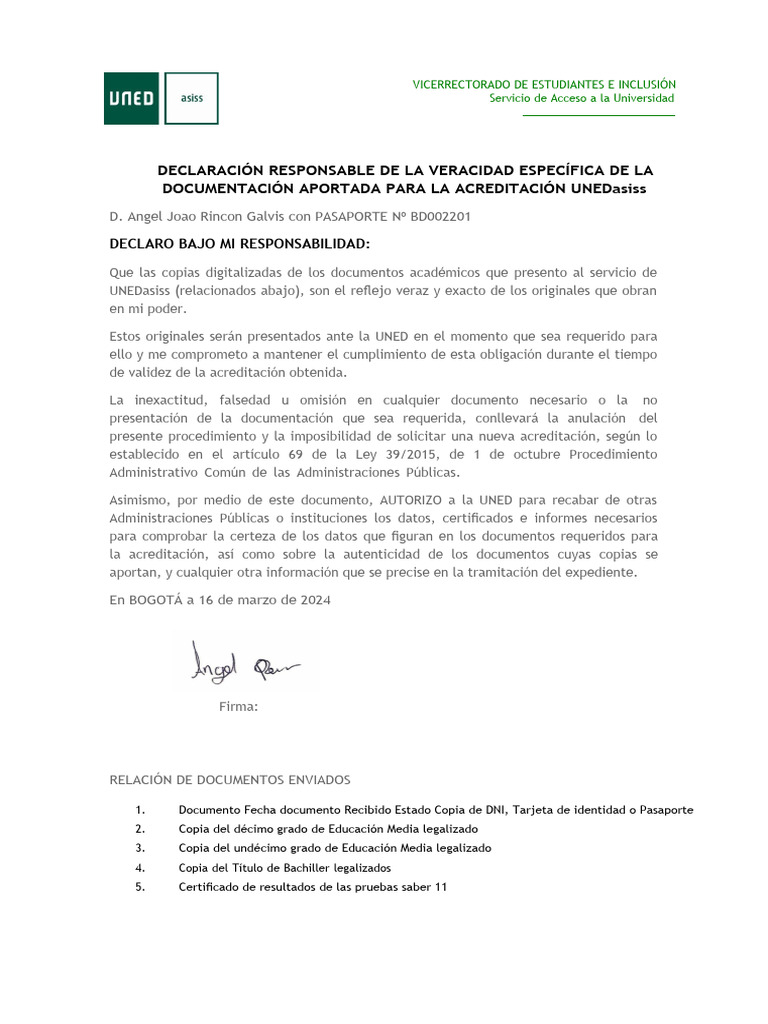 Declaracion Responsabe 236346 | PDF