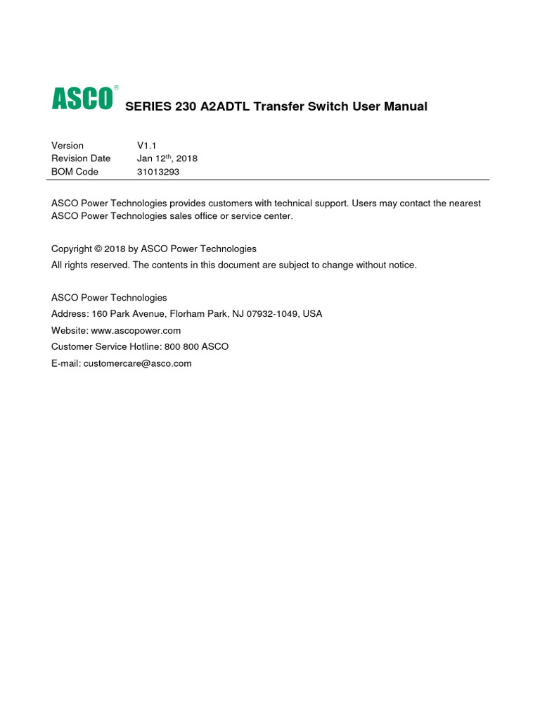 Asc Ts Um 230 A2adtl | PDF | Switch | Mains Electricity