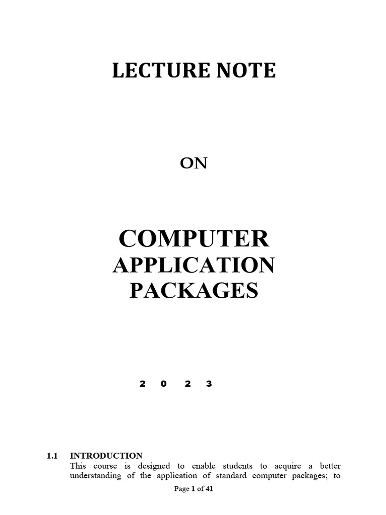 Overview of Computer Application Packages | PDF | Operating System ...