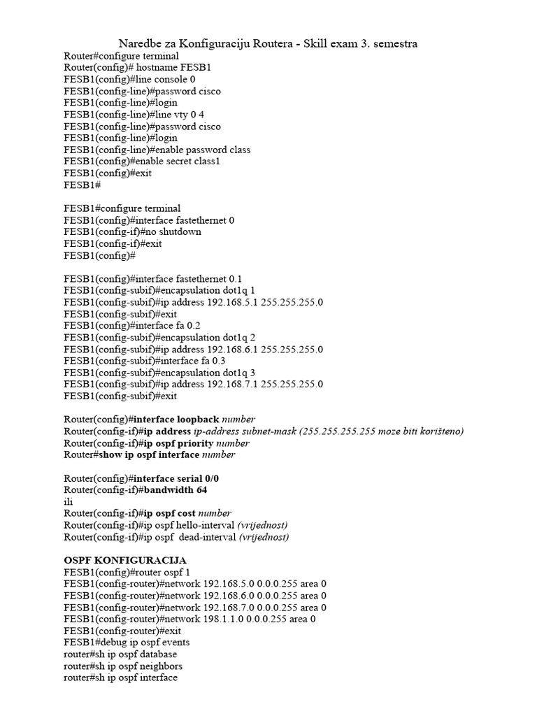 Router and Switch Configuration Commands | PDF | Router (Computing ...