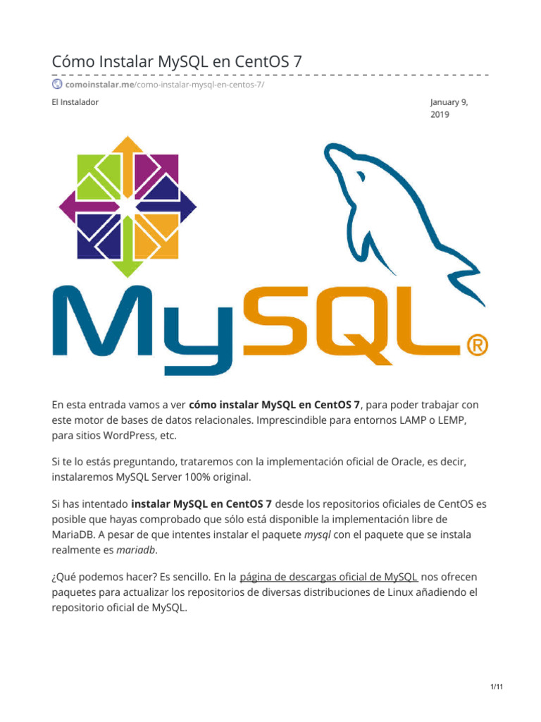 Instalación de MySQL en CentOS 7 | PDF | Mi sql | Contraseña