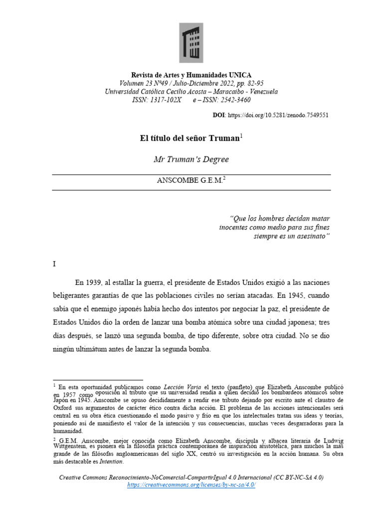Anscombe y el bombardeo de Hiroshima | PDF | Castigos | Rendición de japón