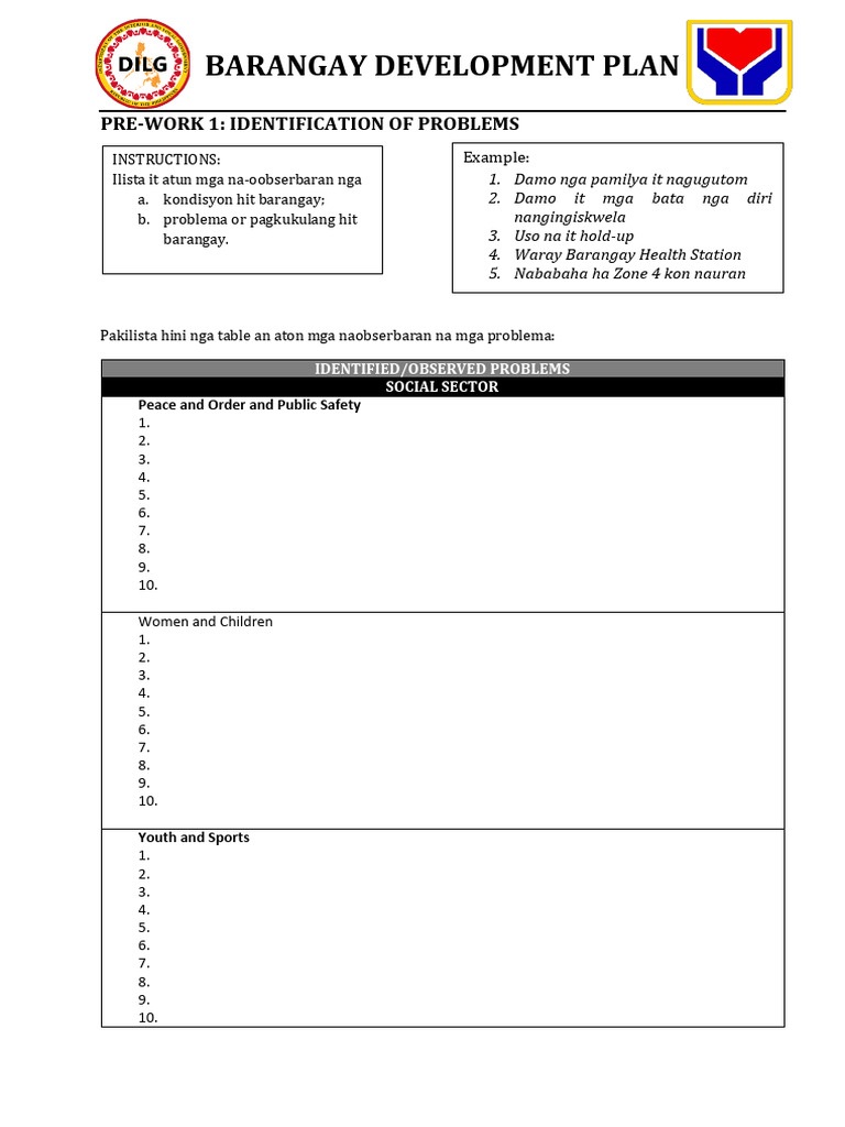 Barangay Development Plan Issues List | PDF